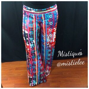 Beautiful Geometric Print Low Rise Boho Palazzo Pants BOUTIQUE NEW
